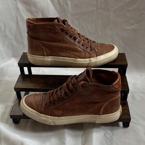 Frye Brown Leather High-Top Sneakers